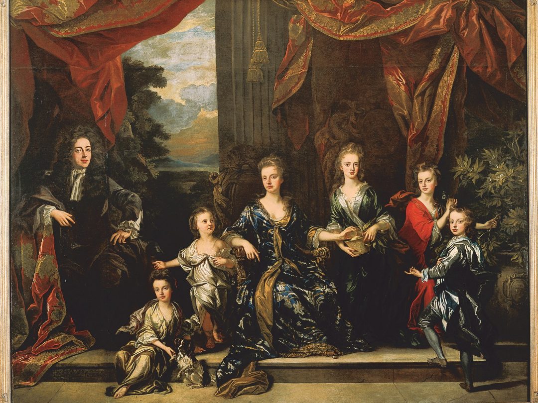 A group portrait of the 1st Duke and Duchess of Marlborough with their children