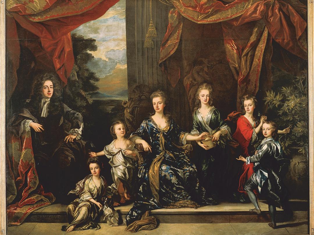 A group portrait of the 1st Duke and Duchess of Marlborough with their children