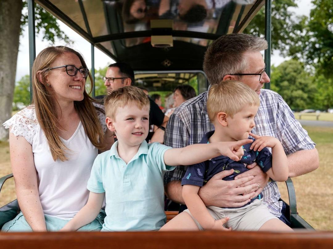 Family on the miniature train